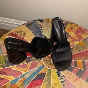Circus Black Sandal. Size 6.5 
Funky block heel